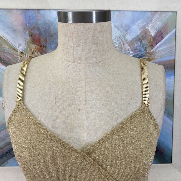 Spenser Evening Gold Lurex Chainmail Straps Top - Picture 4 of 15